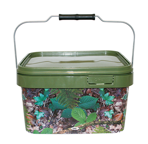 Carp Tacklebox, bomvol met top karpermateriaal! - NGT Camo Square Bucket 5L