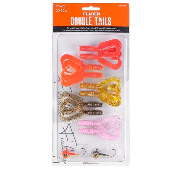 Fladen Soft Lure Assortment Double Tails - Assortment Red - 75 mm, 10 g