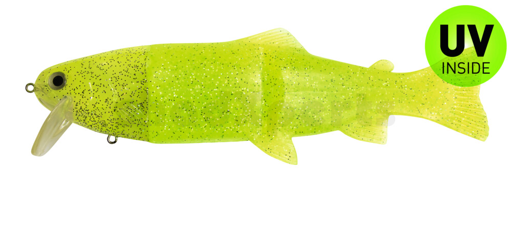 Castaic Real Bait Hard Head Slow Sinking (6"/15cm) Swimbait - Chartreuse Pepper