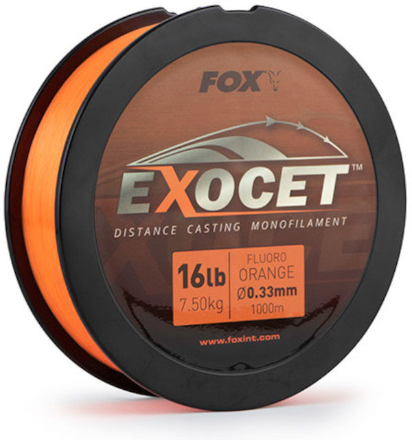 Fox Exocet Fluoro Orange Mono Vislijn - Fox Exocet Fluoro Orange Mono 0.33mm 16lb/7.5kg (1000m)