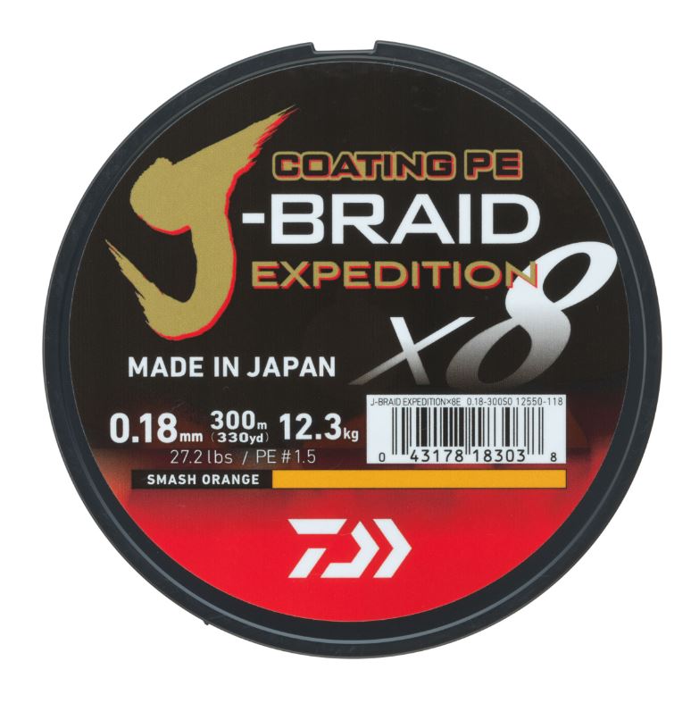 Daiwa J-Braid Expedition X8E Gevlochten Lijn Smash Orange (300m)