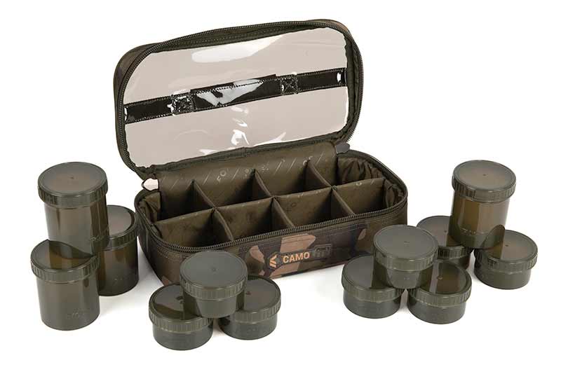 Fox Camolite 12 Pot Hookbait Case (Incl. 12 Potjes)