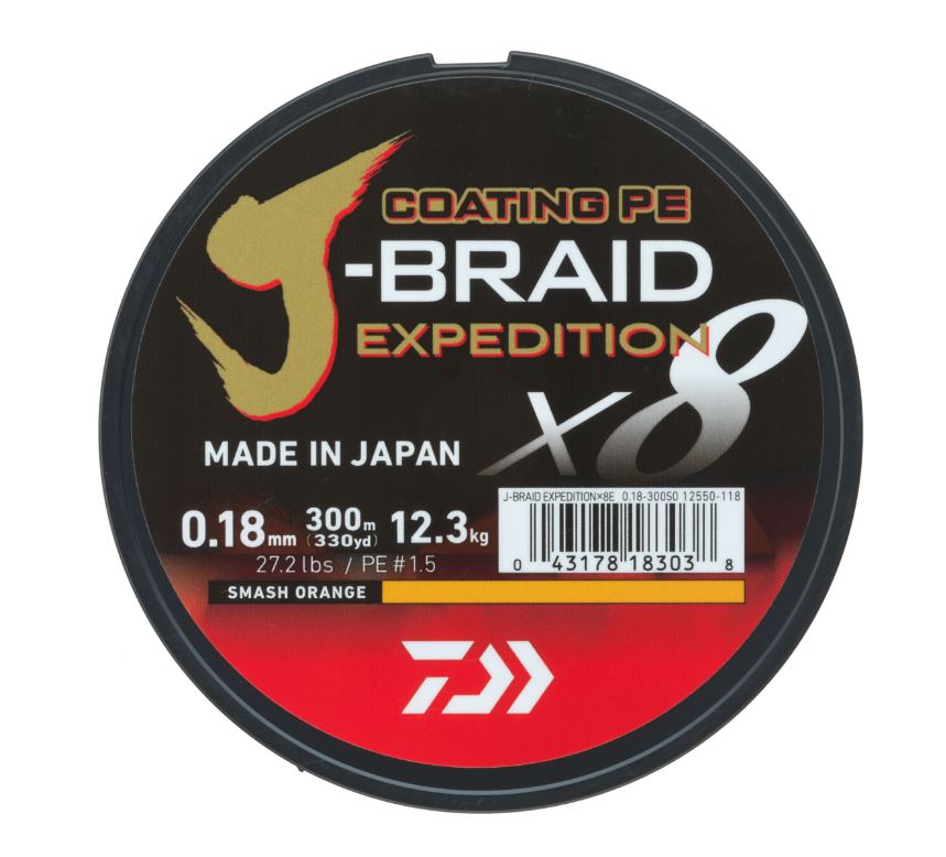 Daiwa J-Braid Expedition X8E Gevlochten Lijn Smash Orange (150m)