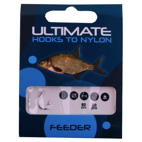 Ultimate Recruit Feeder & Match Set - Ultimate Hooks to Nylon feeder onderlijnen size 14 0,14mm 80cm, 10pcs