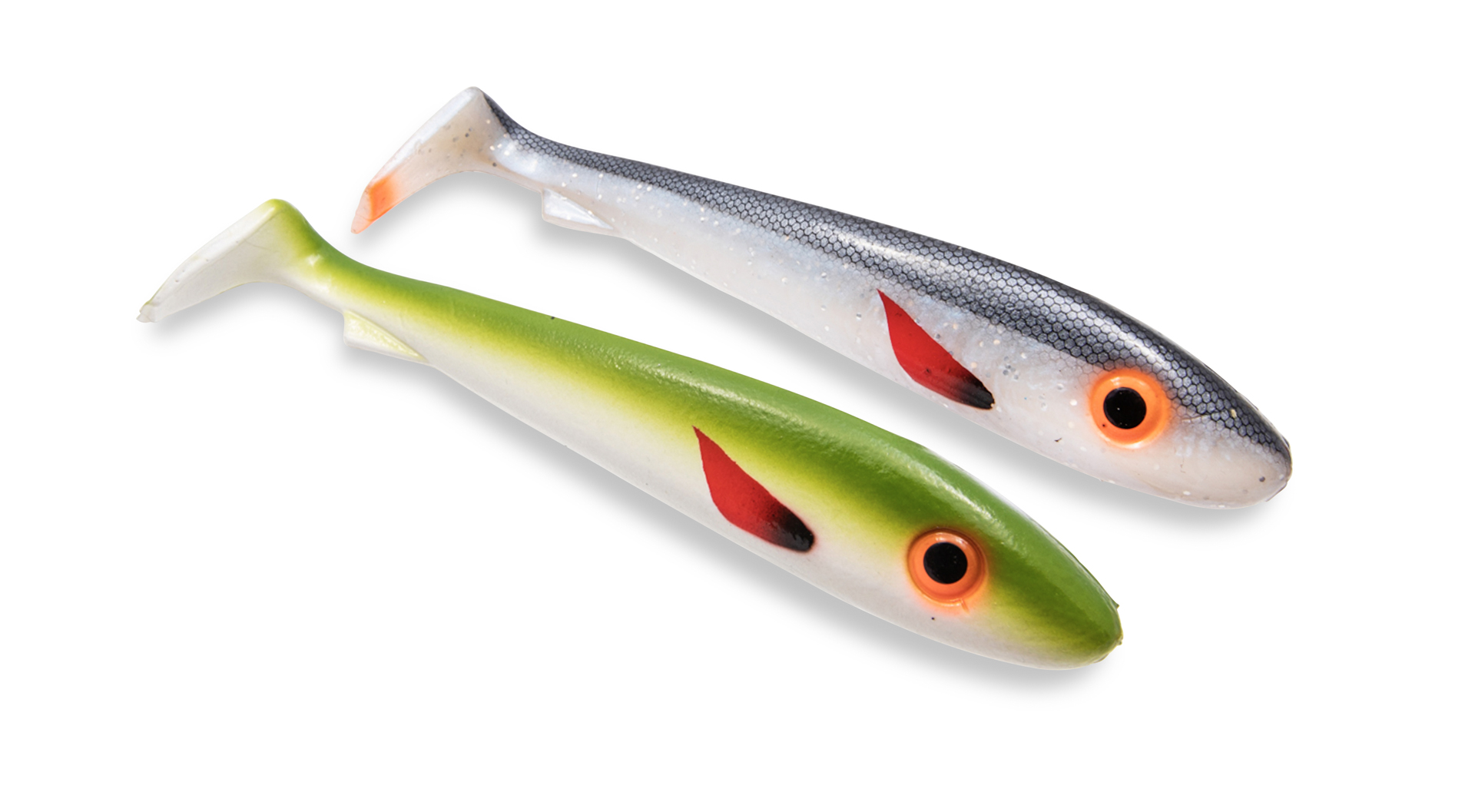 Svartzonker Big McRubber Flash Shad 25cm (2 stuks) - UV Olive White & UV Herring