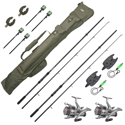 Spro Spartan Carp Set Deluxe met hengels, molens, beetmelders, foudraal en hengelsteunen!