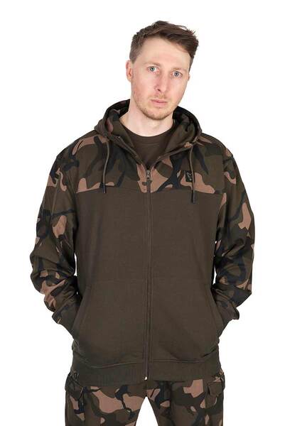 Fox LW Khaki/Camo Split Zip Hoody Visvest