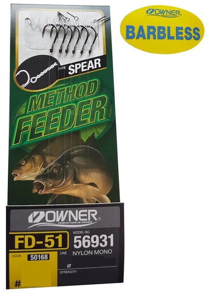 Owner 50168-FD51 Spear Feeder Onderlijnen Barbless (10cm) (6 stuks)