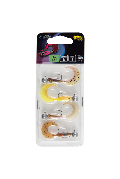 Fox Rage Micro Grub Tail Mixed UV Colour Pack Loaded 3g loodkop (4cm) 4pcs