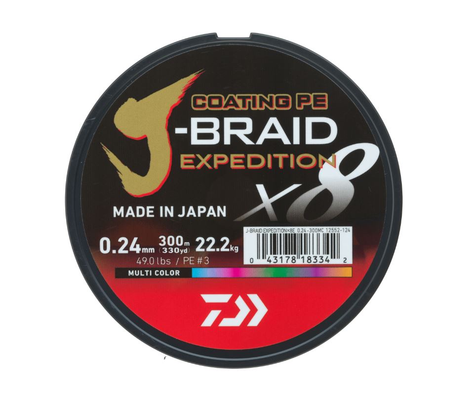 Daiwa J-Braid Expedition X8E Gevlochten Lijn Multicolor (300m)