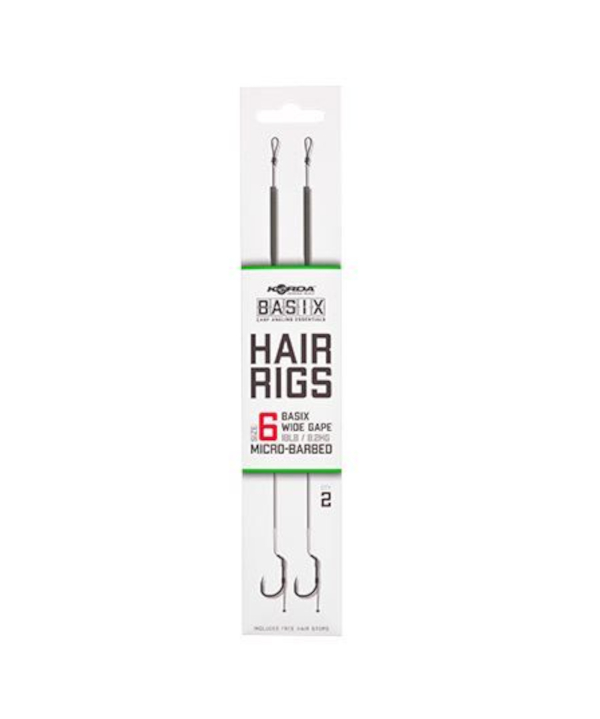 Korda Basix Hair Rigs Wide Gape - Basix Hair Rigs Wide Gape 6 18lb/8,2kg (2pcs)