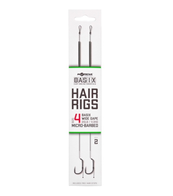 Korda Basix Hair Rigs Wide Gape - Basix Hair Rigs Wide Gape 4 25lb/11,3kg (2pcs)