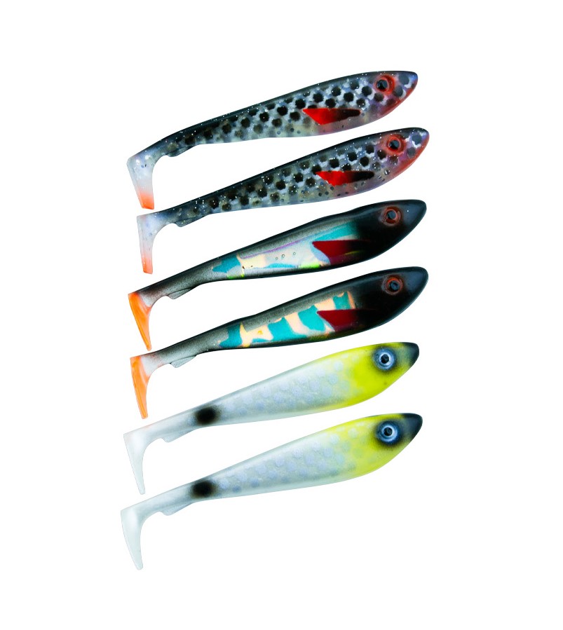 Svartzonker McRubber Shad 9cm Mix - Overcast  (6 stuks)