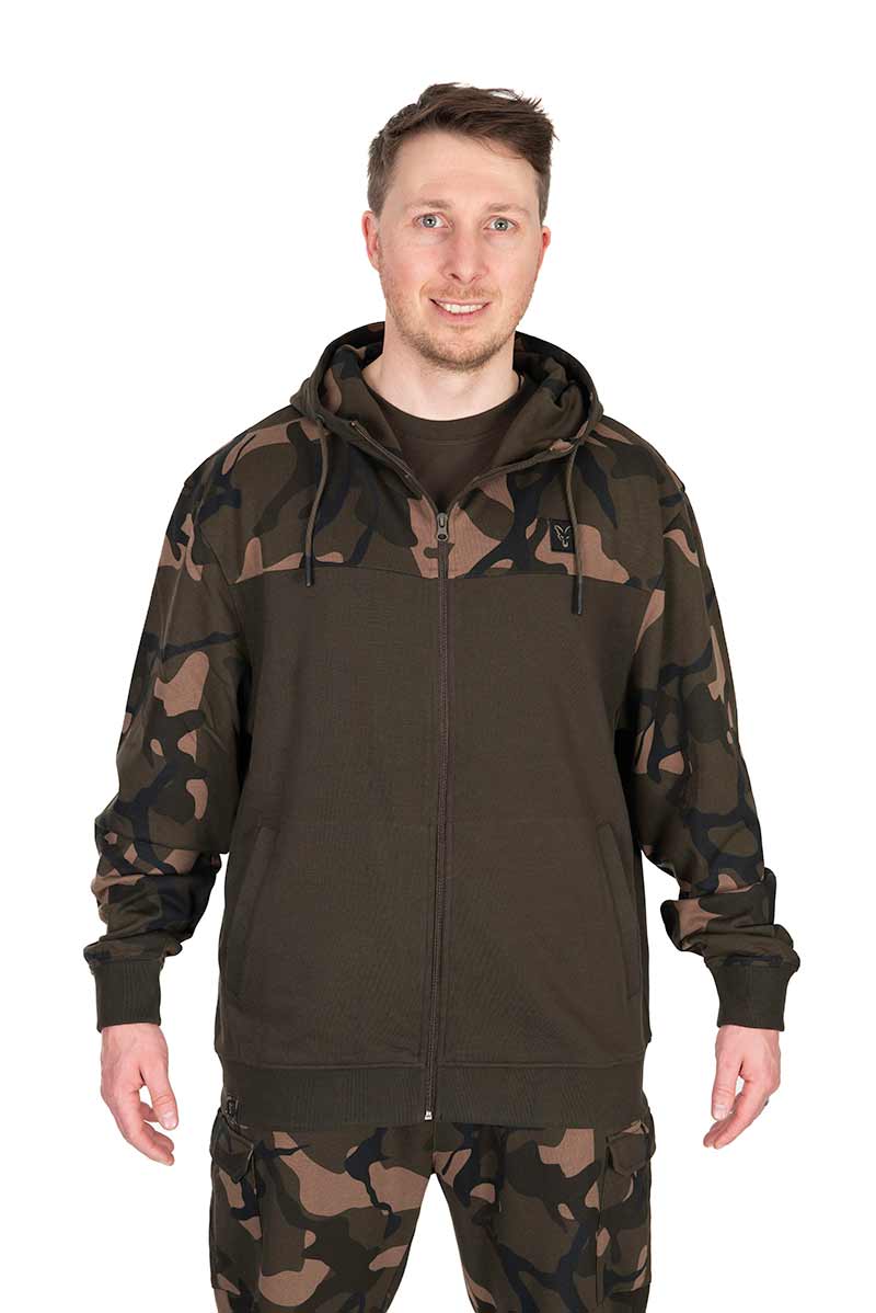 Fox LW Khaki/Camo Split Zip Hoody Visvest