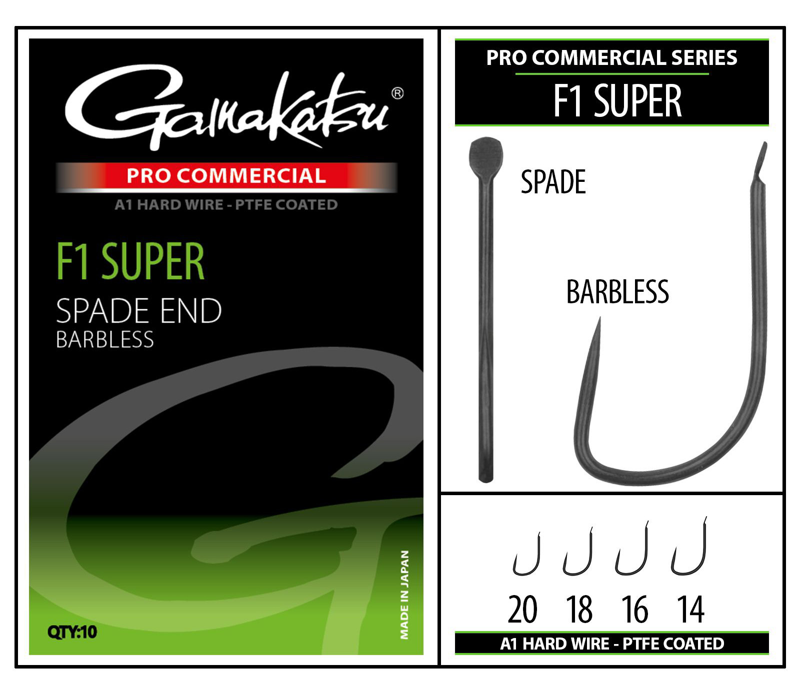 Gamakatsu Pro-C F1 Super Spade A1 PTFE BL Witvis Haak (10 stuks)