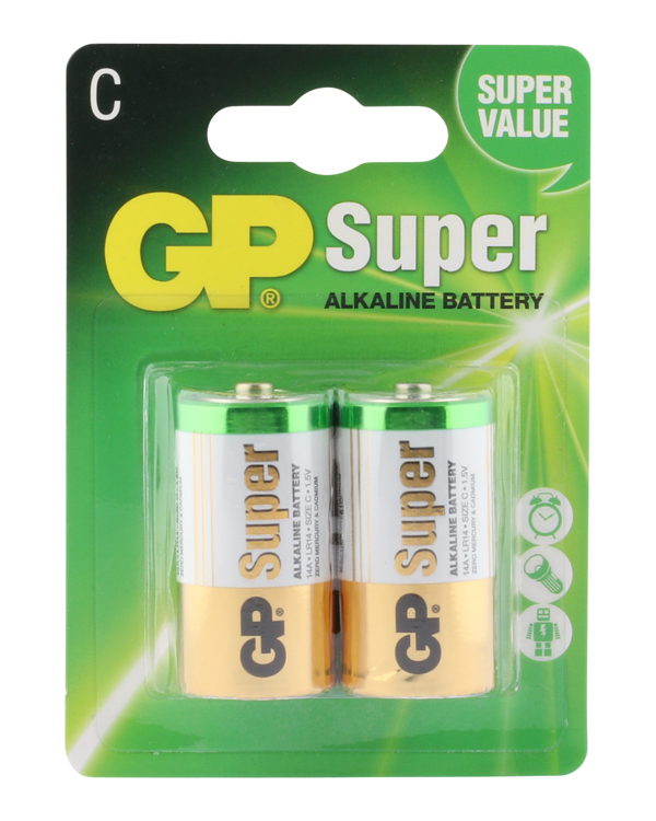 GP Alkaline Batterijen - GP Super Alkaline C Baby, 2 pcs