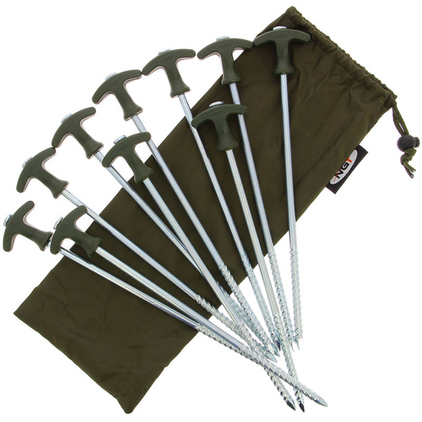 NGT 10 x 12" Bivvy Pegs inclusief Case