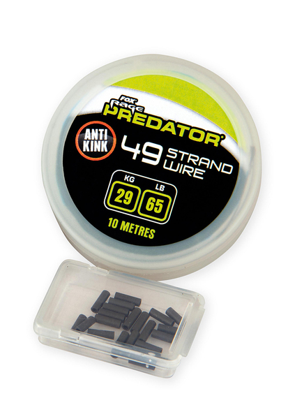 Fox Rage Predator 49 Strand Steel Wire 29kgs/65lb (10m) With Crimps Size 1 (20 stuks)