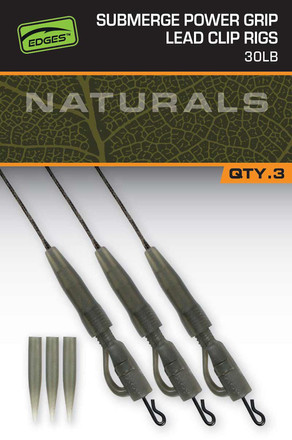 Fox Naturals Sub Power Grip Lead Clip Leaders 75cm (3 stuks)
