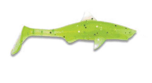 Shark Shad Lures Baby Shark 10cm, 8 stuks! - Zalt & pepper Lime