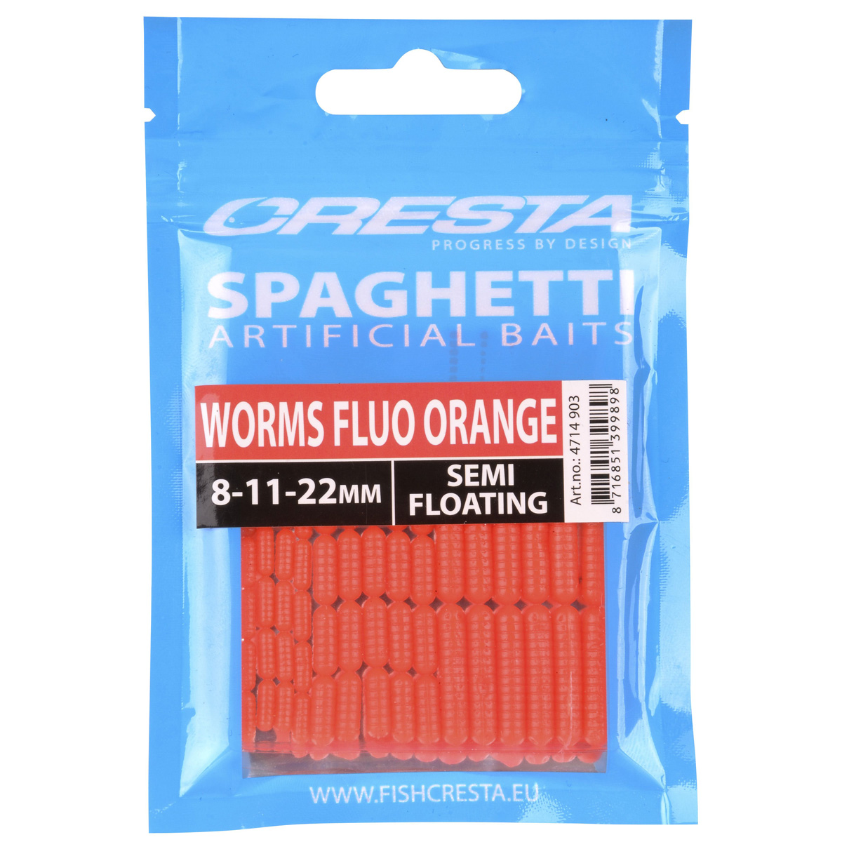 Cresta Spaghetti Worms Imitatie Aas - Fluo Orange