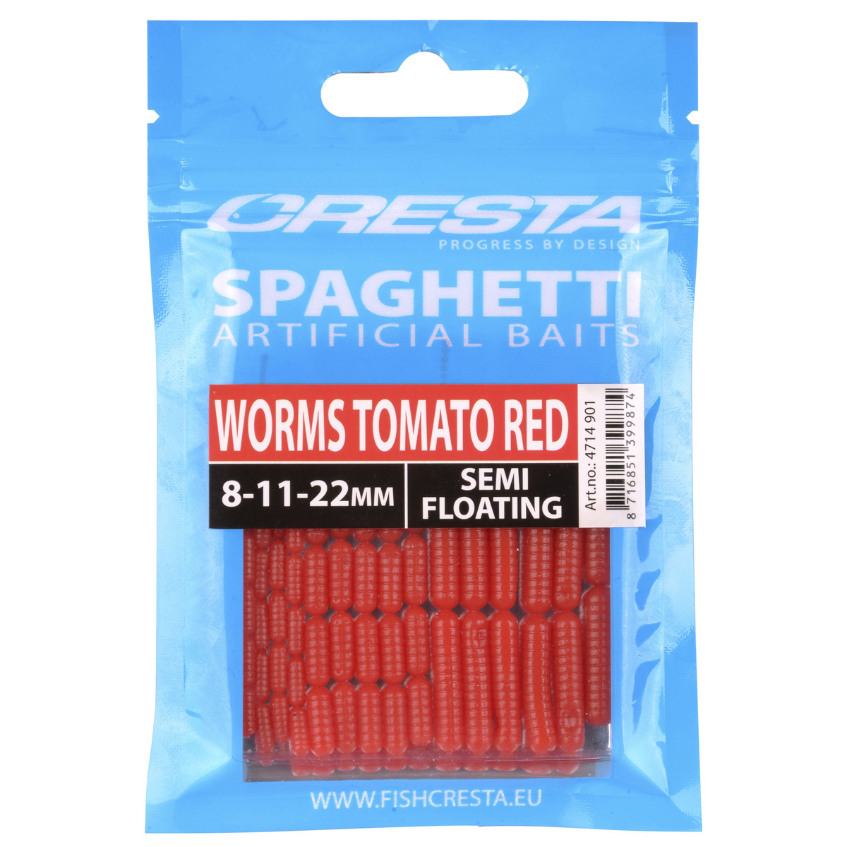 Cresta Spaghetti Worms Imitatie Aas - Tomato Red