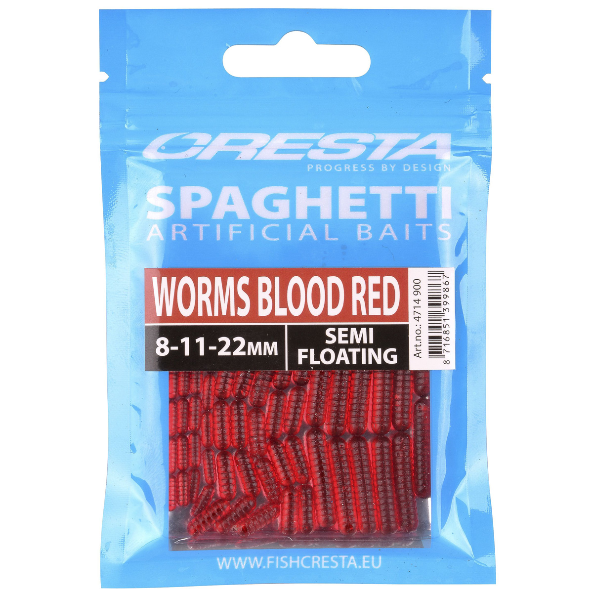 Cresta Spaghetti Worms Imitatie Aas - Blood Red