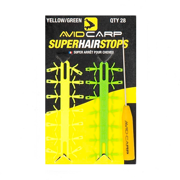 Carp Tacklebox, boordevol end-tackle van bekende topmerken! - Avid Carp Super Hair Stop - Yellow / Green