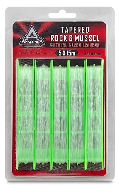 Anaconda Tapered Rock & Mussel Invisible Leaders 15m (5 stuks)