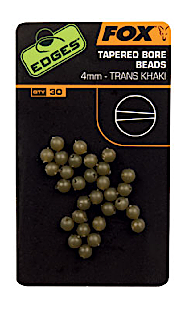 Fox Tapered Bore Beads Trans Khaki - Fox Tapered Bore Beads Trans Khaki 4mm