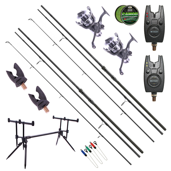 Complete Daiwa Black Widow Carp Set met hengels, molens en accessoires!