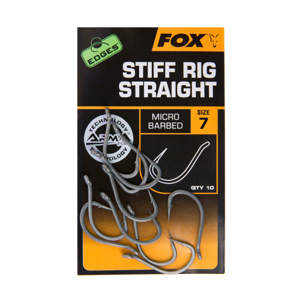 Fox Edges Stiff Rig Straight Hooks - Fox Edges Stiff Rig Straight Hooks Size 7 Micro Barbed