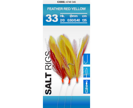 Spro Salt Rig Feather  #2/0 - Red Yellow