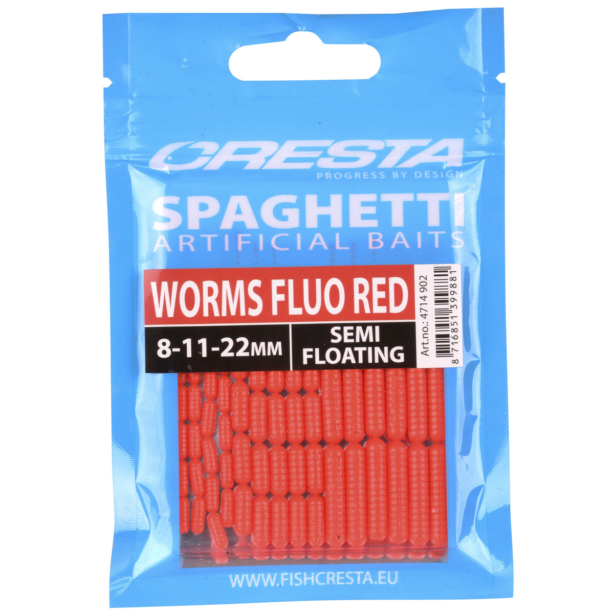 Cresta Spaghetti Worms Imitatie Aas - Fluo Red