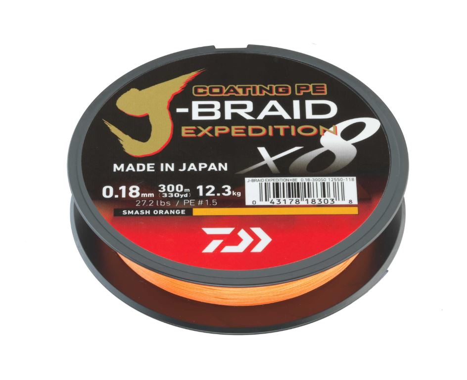 Daiwa J-Braid Expedition X8E Gevlochten Lijn Smash Orange (150m)