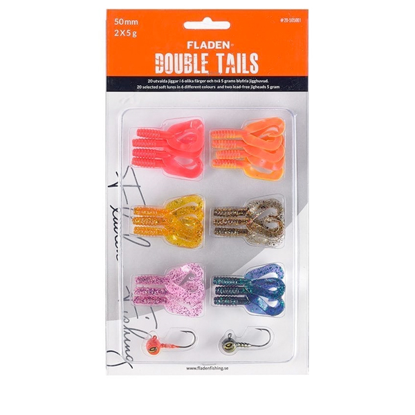 Fladen Soft Lure Assortment Double Tails - Assortment Red - 50 mm, 5 g