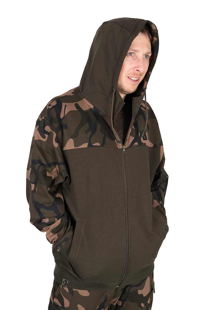 Fox LW Khaki/Camo Split Zip Hoody Visvest