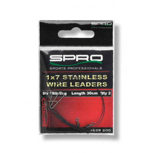 Ultimate Deluxe Spin Set - Spro 1x7 Stainless Wire Leaders 15cm (18Lbs), 2pcs